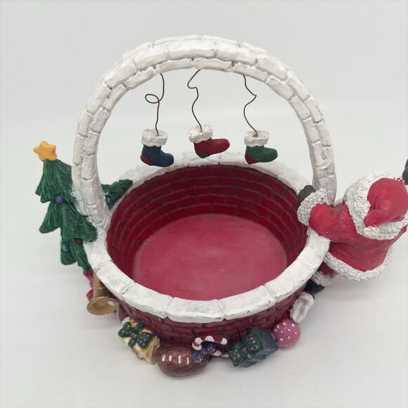 Christmas Themed Ceramic Candy Dish - Santa with Presents, Stockings, and Tree - Picture 4 of 7